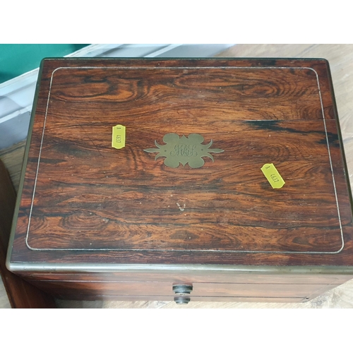 509 - A 19th Century rosewood and brass bound Manicure Case without fittings, an oak Tantalus Box and a ma... 