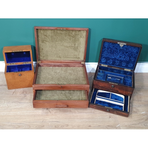 509 - A 19th Century rosewood and brass bound Manicure Case without fittings, an oak Tantalus Box and a ma... 