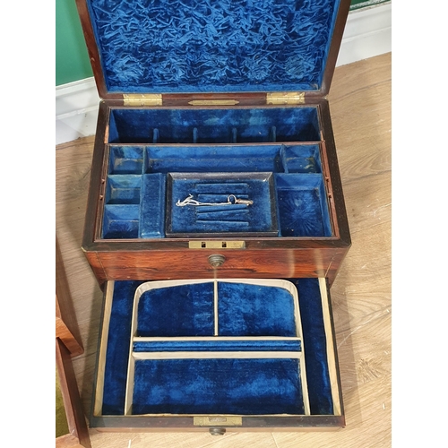 509 - A 19th Century rosewood and brass bound Manicure Case without fittings, an oak Tantalus Box and a ma... 