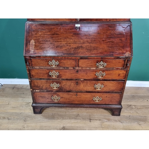 529 - A 19th Century mahogany Bureau Bookcase fitted pair of astragal glazed doors above base fitted two s... 