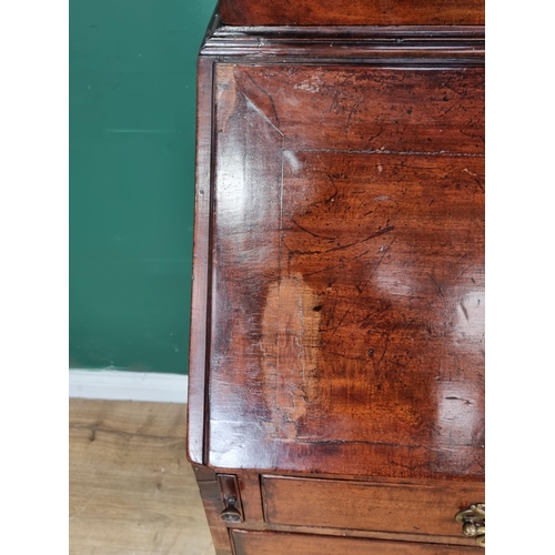 529 - A 19th Century mahogany Bureau Bookcase fitted pair of astragal glazed doors above base fitted two s... 