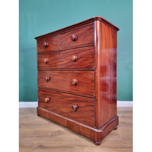 545 - A Victorian mahogany Chest of two short and three long drawers raised on bun feet 3ft 9in H x 3ft 6i... 