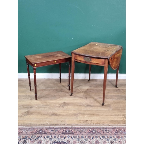 555 - A 19th Century mahogany oval Pembroke Table fitted end drawer A/F 2ft 6in W x 2ft 4in H and a 19th C... 