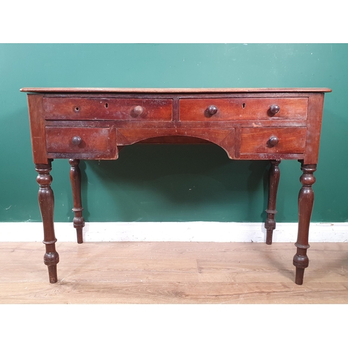 619 - A Victorian mahogany Side Table fitted four drawers raised on baluster turned supports A/F 3ft 5in W... 