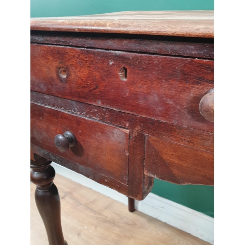 619 - A Victorian mahogany Side Table fitted four drawers raised on baluster turned supports A/F 3ft 5in W... 