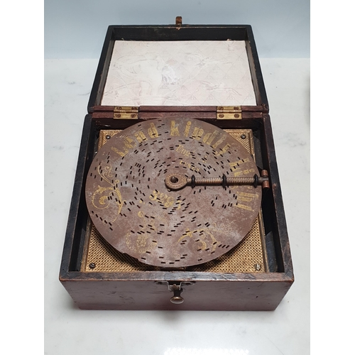 627 - A 19th Century mahogany Music Box with assorted records (R4)