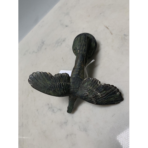 63 - A cold painted bronze Car Mascot in the form of a Pheasant in Flight, 3 1/2 in H including fitting, ... 