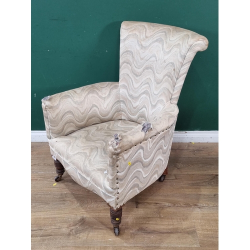 646 - A 19th Century Armchair on turned front supports, in need of re-upholstery 3ft 2in H x 2ft 3in W (R8... 