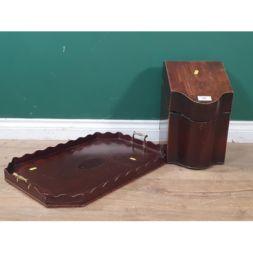 652 - A 19th Century mahogany Knife Box and a 19th Century mahogany and inlaid Tray 2ft 1in W (R7)