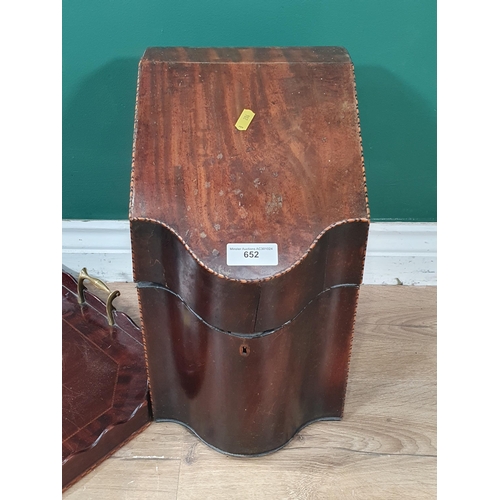 652 - A 19th Century mahogany Knife Box and a 19th Century mahogany and inlaid Tray 2ft 1in W (R7)