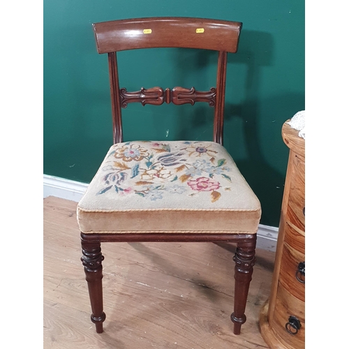 657 - A modern hardwood circular Bedside Chest and a mahogany bar-back Dining Chair (R8)