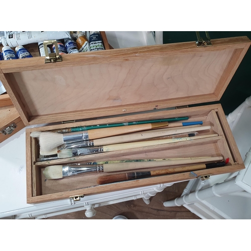 663 - Three Artist's Boxes containing brushes and paint (R6)