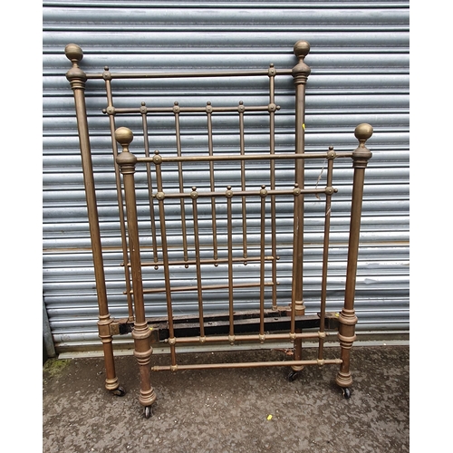 666 - A Victorian brass Single Bed 3ft 1in W (R5)