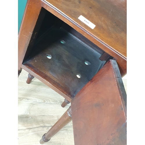 668 - A mahogany Pot Cupboard with raised shaped upstand, single fitted drawer, raised on turned tapered s... 