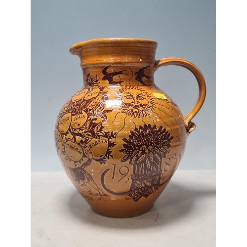 67 - HARRY JUNIPER (British, b.1933), Bideford Pottery Devon, a large Commemorative Harvest Jug depicting... 