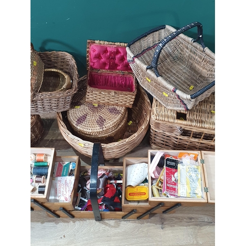 674 - A wicker Hamper, various Baskets and a Sewing Box (R8)