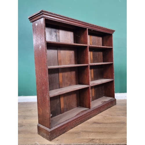 69 - An oak two bay open Bookcase with beaded moulded decoration 4ft 1in W x 3ft 7in H (R10)