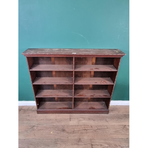 69 - An oak two bay open Bookcase with beaded moulded decoration 4ft 1in W x 3ft 7in H (R10)