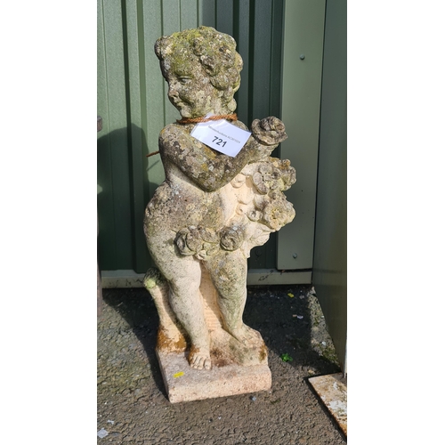 721 - A reconstituted Garden Figure of a Cherub, 2ft 8in H