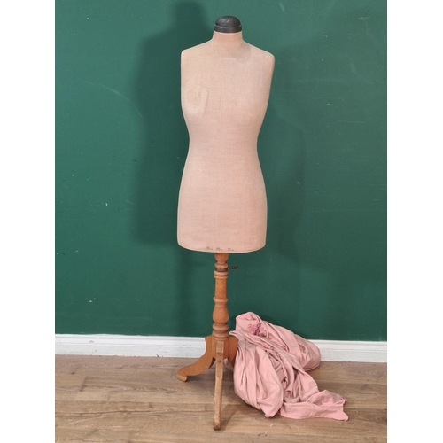 729 - A Vintage Shop Mannequin on turned wooden column and tripod supports, 5ft 2