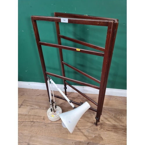 735 - A mahogany Clothes Airer and a Desk Lamp (R9)