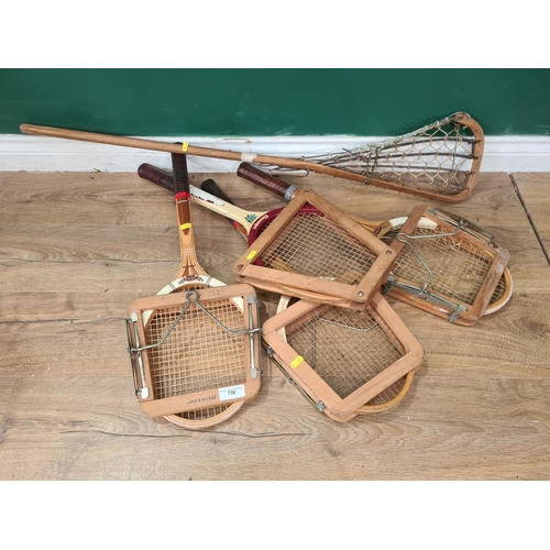 738 - Four Vintage Tennis Rackets including Dunlop and Slazenger. (R9).