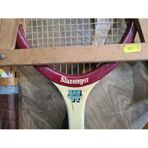 738 - Four Vintage Tennis Rackets including Dunlop and Slazenger. (R9).