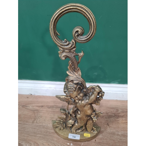 750 - A brass Doorstop in the form of a cherub (R9)