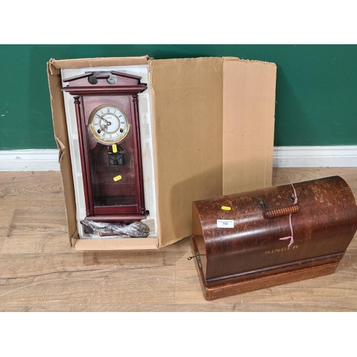 755 - A Singer Sewing Machine and a Wall Clock (R9)