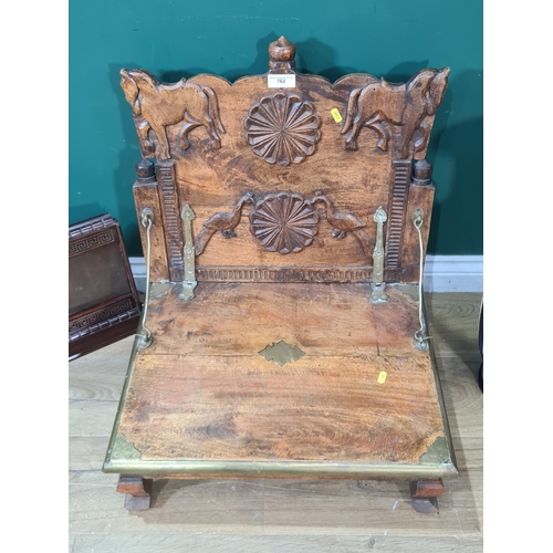 762 - A North African hardwood Chair, a glazed Noticeboard and a Vase (R9)