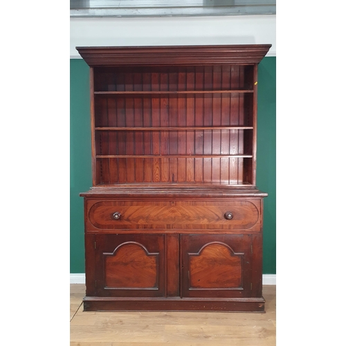 776 - A 19th Century mahogany Secretaire Cupboard with fitted interior above two doors with later bookcase... 