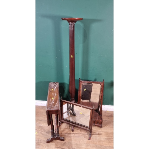 795 - A mahogany Sutherland Table 1ft 10in H x 1ft 9in W, a mahogany Torchiere 4ft 6in H x 9in D and two a... 