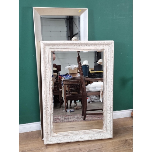 819 - A white painted Wall Mirror 3ft 5in W x 2ft 5in H and another Mirror with silver painted frame 4ft 5... 