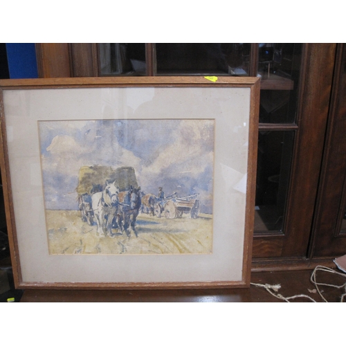 833 - H.LUMLEY -ELLIS. Plough-Time, signed, watercolour, 12 x 16 in; a watercolour by a follower of Harry ... 