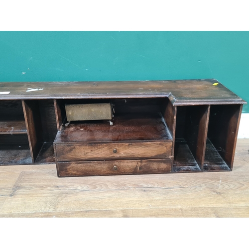 85 - A mahogany bank of Pigeon Holes fitted four drawers 5ft W x 10in H (R7)