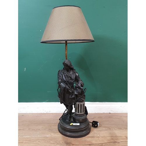 880 - A bronze effect Figural Table Lamp depicting Sir Isaac Newton, 34in H passed PAT