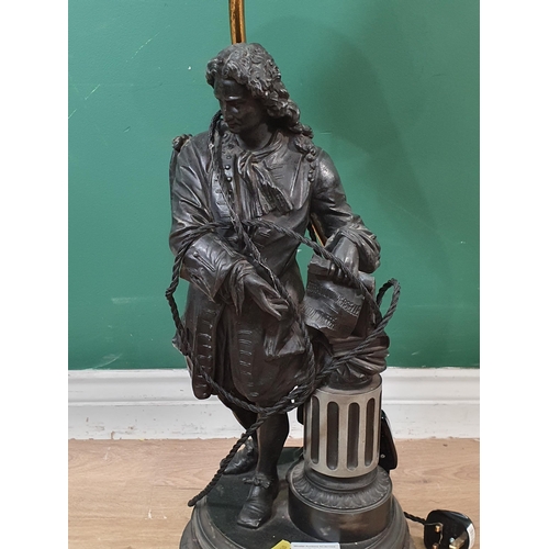 880 - A bronze effect Figural Table Lamp depicting Sir Isaac Newton, 34in H passed PAT