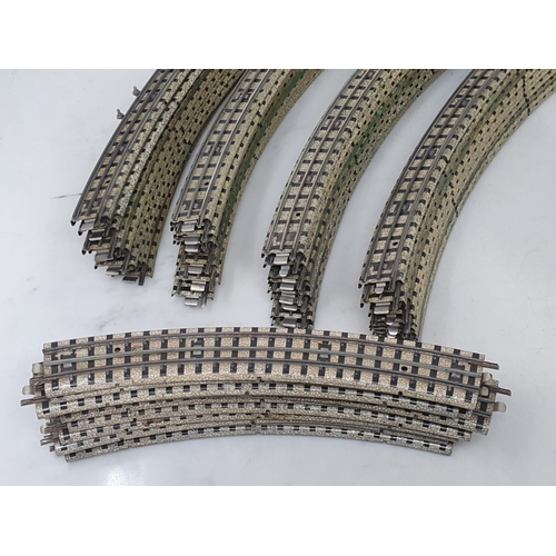 1162 - Forty unboxed Hornby Dublo 3 rail wide radius Curved Rails and eleven Formo Curves