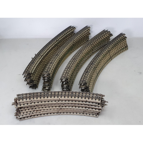 1162 - Forty unboxed Hornby Dublo 3 rail wide radius Curved Rails and eleven Formo Curves