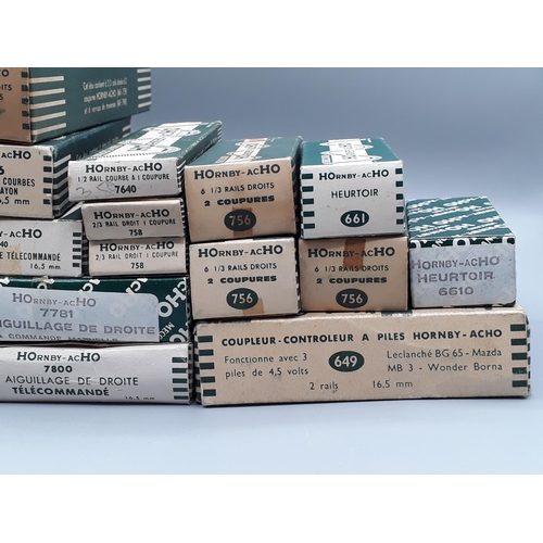 1030 - 21x boxes of Hornby Acho Track including 2x 7600, 2x 750, 7800, 7781, 3x 756, 649, 2x 758, 759, 7740... 