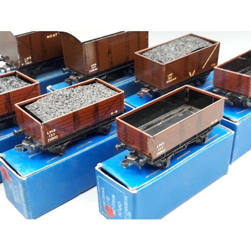 1058 - Seven Hornby Dublo boxed LMS Wagons, all Nr M-M, including High-sided Coal, Meat, Goods, 2x Standard... 