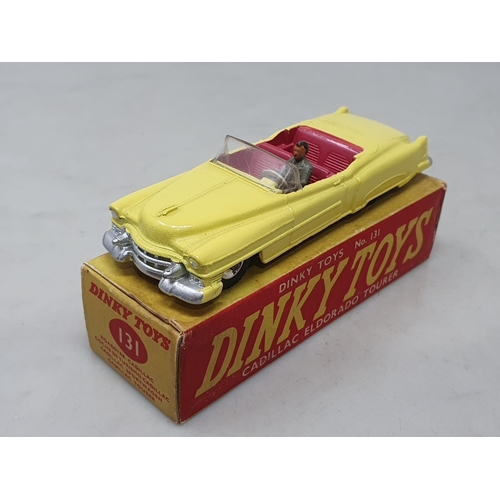 A boxed Dinky Toys No.131 pink Cadillac Eldorado Tourer with spun hubs, M, box Ex plus with packing