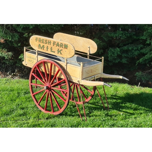 17 - An early 20th Century two wheeled Dairy Hand Cart with oval painted signs, inscribed 