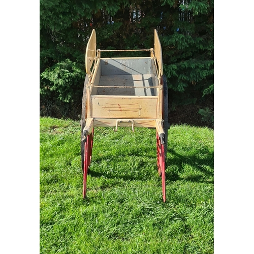 17 - An early 20th Century two wheeled Dairy Hand Cart with oval painted signs, inscribed 