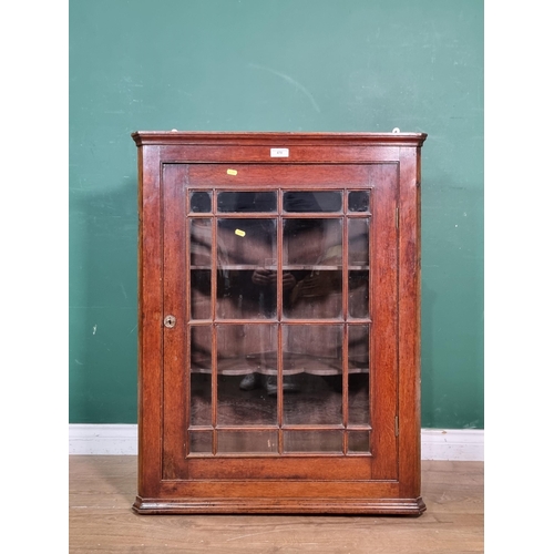 48 - A 19th Century oak and glazed hanging Corner Cabinet 3ft 4in H x 2ft 7in W (R5)