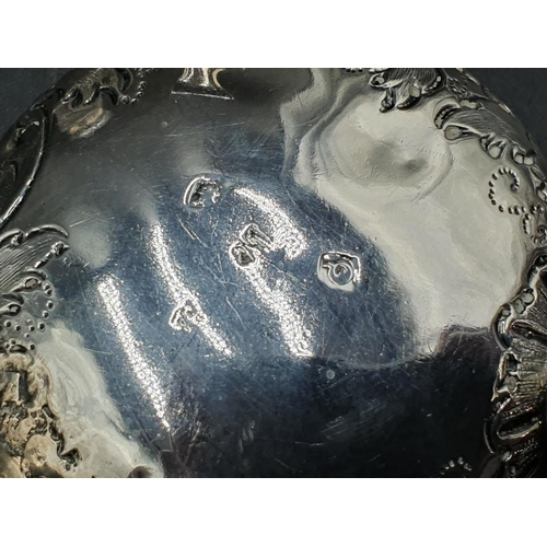 20 - A George III silver Cauldron Salt with floral embossing, London 1771, another Salt, Birmingham 1963,... 