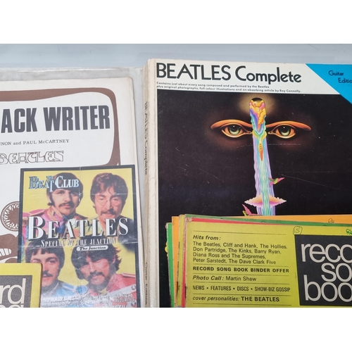 46 - Music related Ephemera to include, a framed Photograph of T-Rex, Beatles Books 