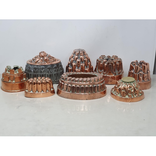 52 - Ten various antique copper Jelly Moulds. some A/F (R1)