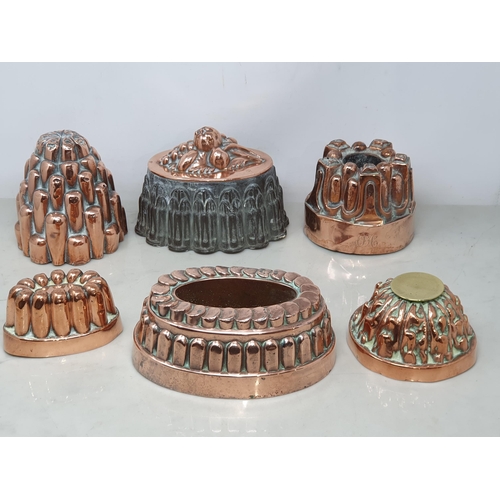 52 - Ten various antique copper Jelly Moulds. some A/F (R1)