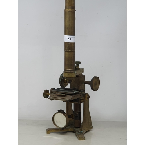 55 - A 19th Century brass Microscope, 19in. (R1)